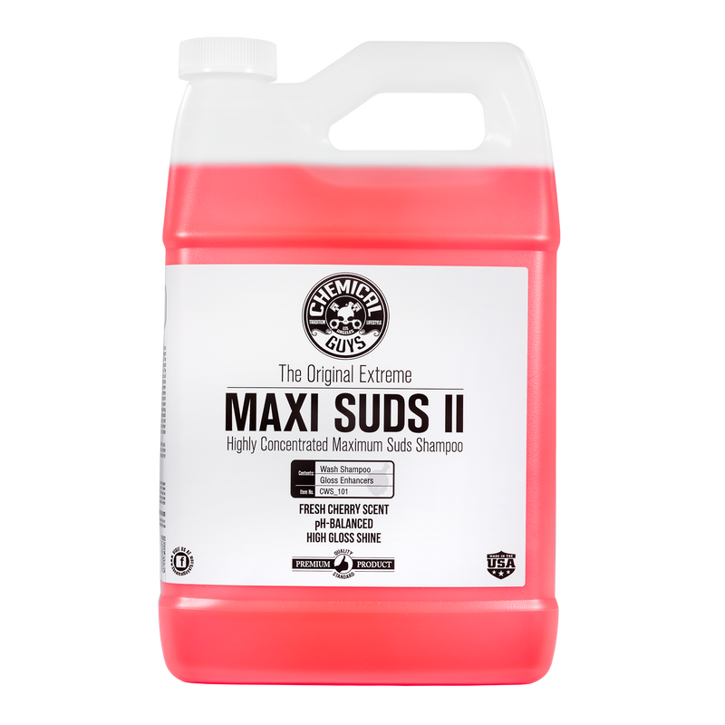 Chemcal Guys Maxi Suds II Cherry High Foam Maintenance Car Wash Soap and Gloss Booster 1Galon